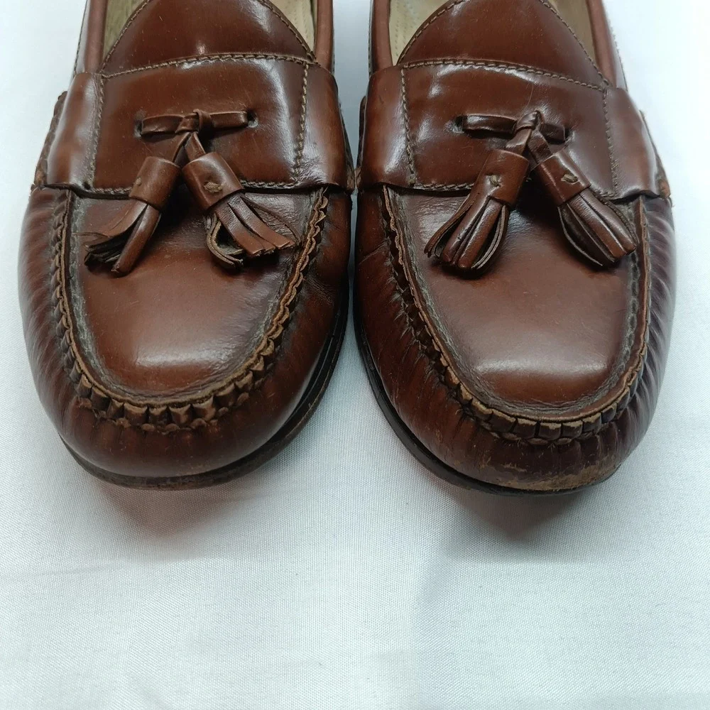 Cole Haan City Mens Brown Leather Tassel Loafers Shoes Size 9D Flex Causal
